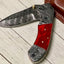 Premium Folding Pocket Knife with Epoxy Resin Handle & Leather Case - 3.2" Blade by KBS Knives - Korvel