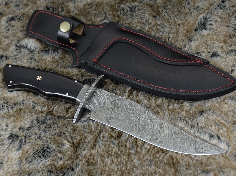 Premium Full Tang Damascus Bowie Knife for Hunting - Korvel