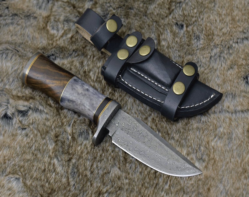 Exquisite Raindrop Pattern Damascus Hunting Knife - Korvel
