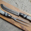 Premium Handmade Damascus Steel Steak Knife and Fork Set - Korvel