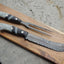 Premium Handmade Damascus Steel Steak Knife and Fork Set - Korvel