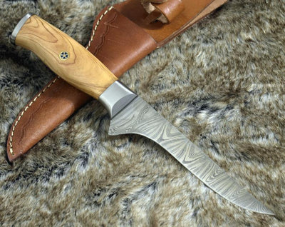 Artisan Damascus Steel Fillet-Boning Knife with Olive Wood Handle - 11 Inch Precision Tool - Korvel