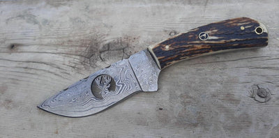 Premium Damascus Steel Hunting Skinner Knife with Antler Handle - Korvel