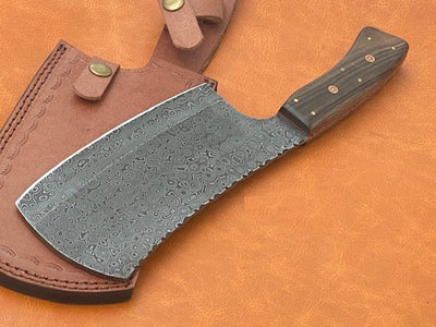 Premium Full Tang Damascus Cleaver Knife for Culinary Excellence - Korvel