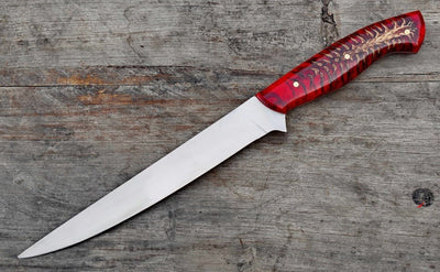 Premium 13" Fillet Knife with Stylish Red Resin Handle - Korvel