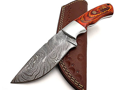 Exquisite Full Tang Damascus Steel Hunting Knife - Korvel