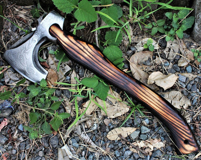 Personalized 1095 Steel Tomahawk with Aash Wood Handle - Korvel