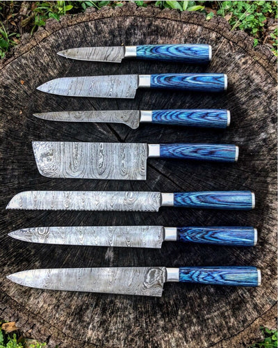 Artisan Crafted Damascus Steel Kitchen Knife Collection - Korvel