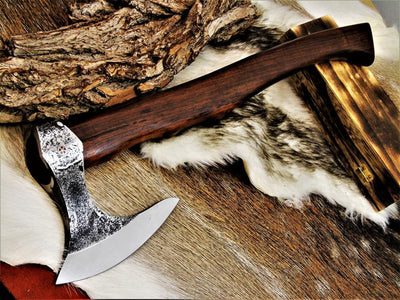 Artisan Crafted Carbon Steel Tomahawk with Rosewood Handle - Korvel