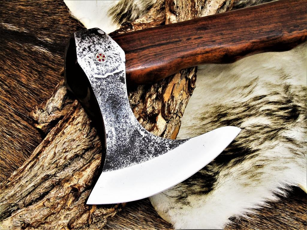 Artisan Crafted Carbon Steel Tomahawk with Rosewood Handle - Korvel