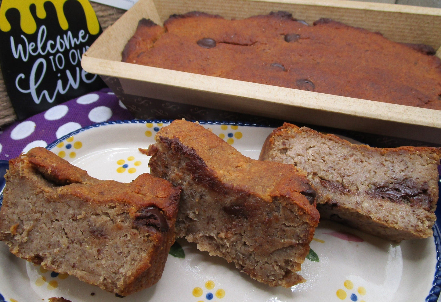Pan de Plátano con Chispas de Chocolate y Mocha - Sin Gluten y Vegano