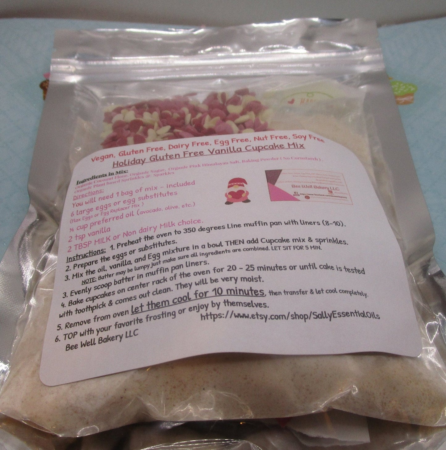 Mezcla para Pastel Sin Gluten con Sprinkles de Origen Vegetal
