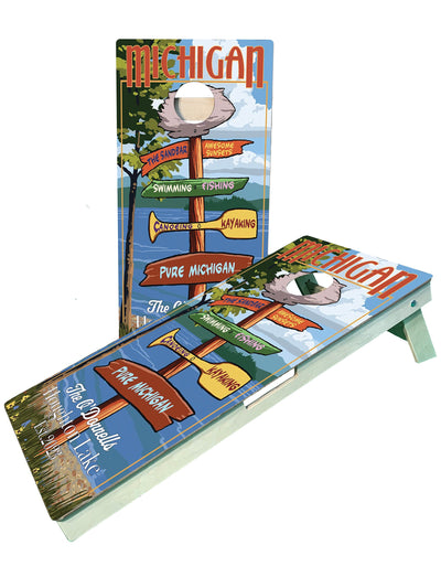 Custom Michigan Monogram Cornhole Boards - Perfect for Weddings & Events - Korvel