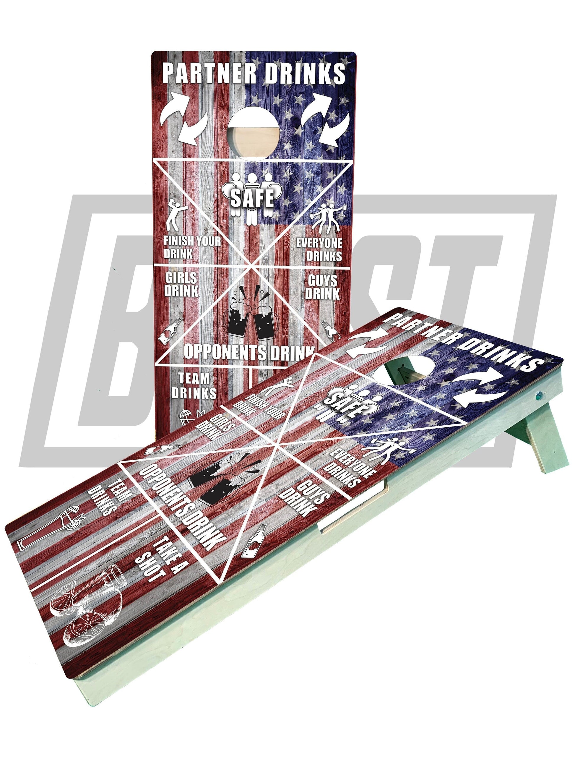 Premium American Flag Cornhole Boards - Ultimate Drinking Game Set - Korvel