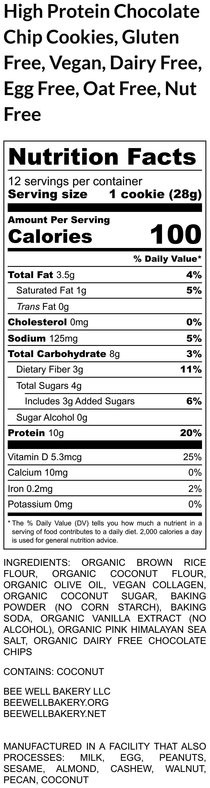 Galletas de Proteína con Chispas de Chocolate Premium - Sin Gluten y Veganas