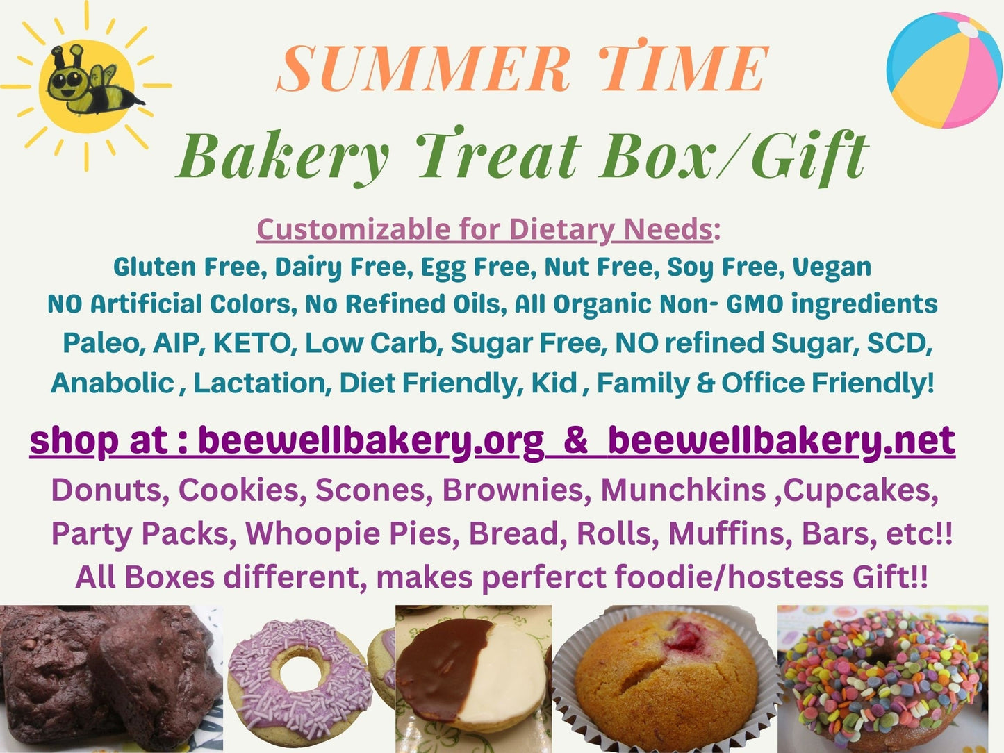 Échantillon de boîte de pâtisserie d'été - Treats sans gluten et véganes