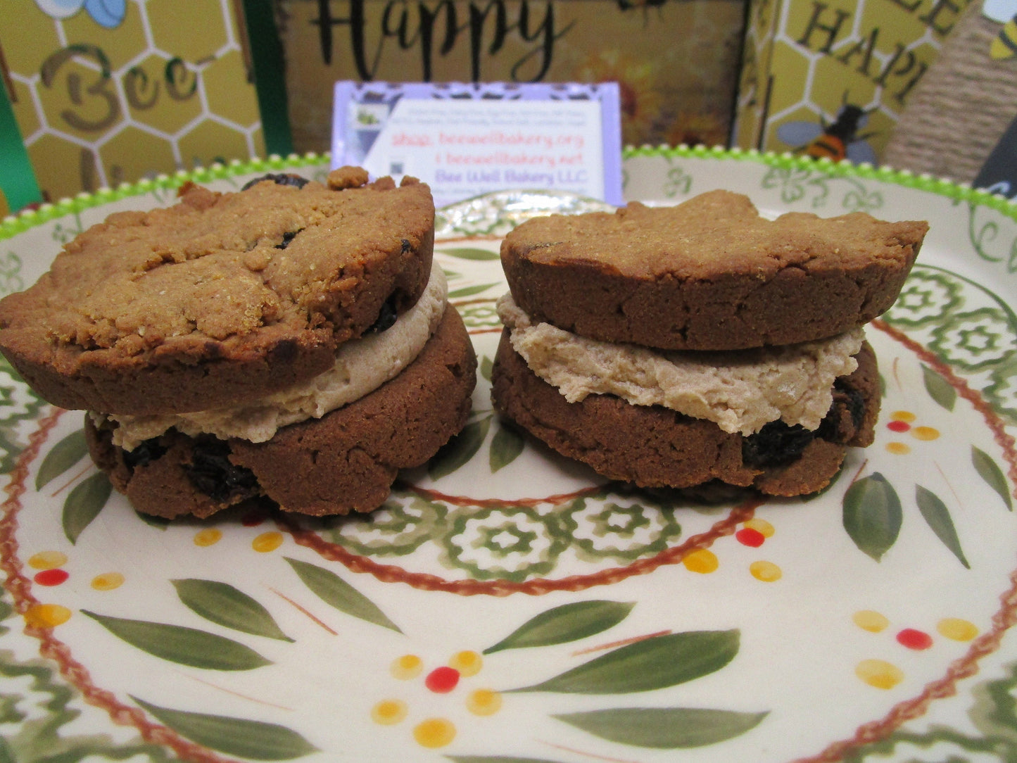 Sandwich de biscuits à la cannelle et aux raisins secs riche en protéines - Sans gluten et végan