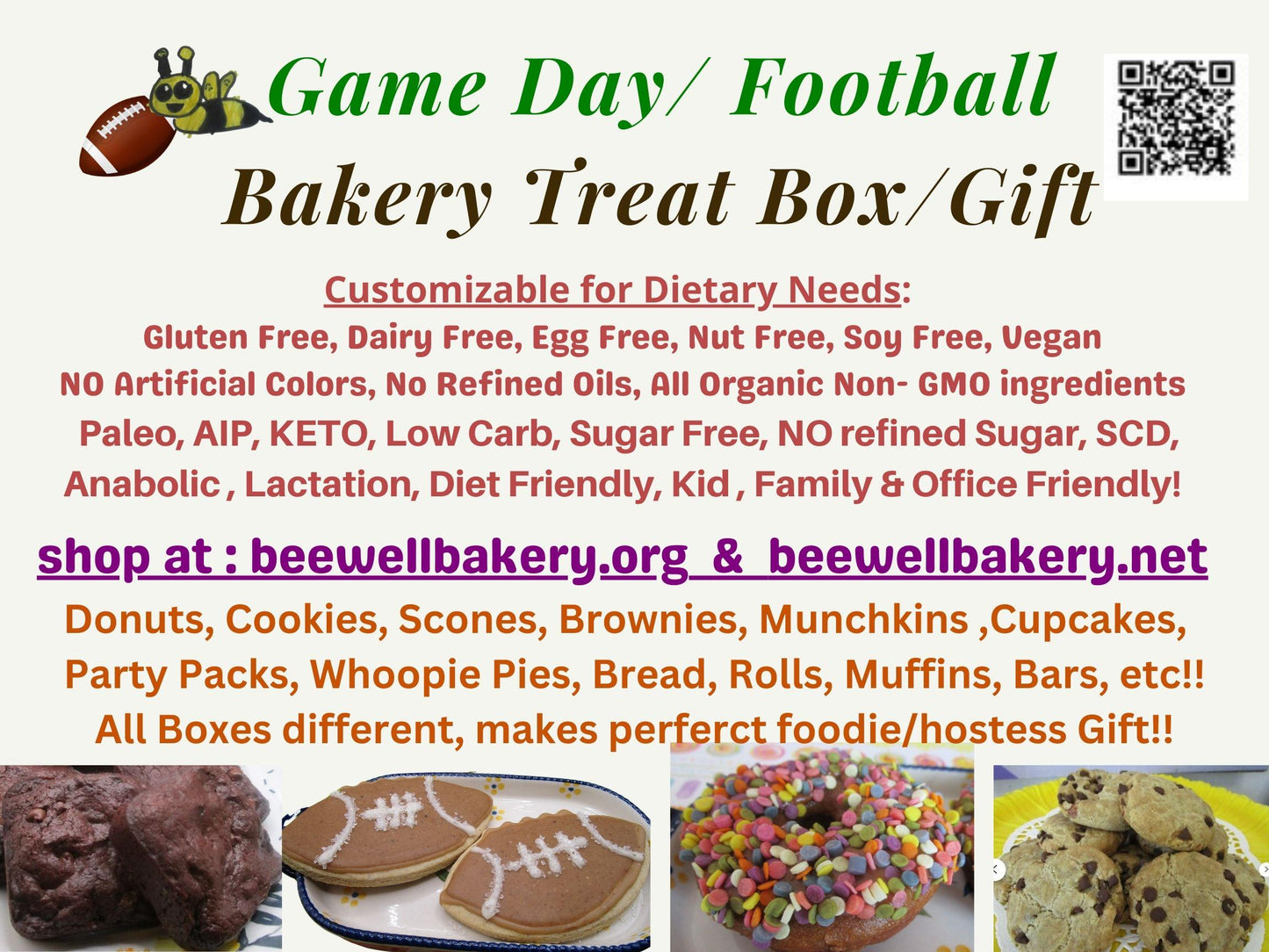 Échantillon de boîte de pâtisserie pour le jour du match - Treats sans gluten et véganes