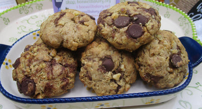 Gluten Free Oat Walnut Dark Chocolate Cookies