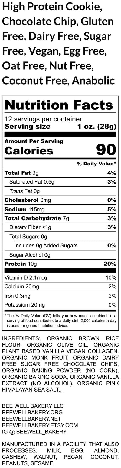 Premium High Protein Chocolate Chip Cookies - Vegan & Gluten Free