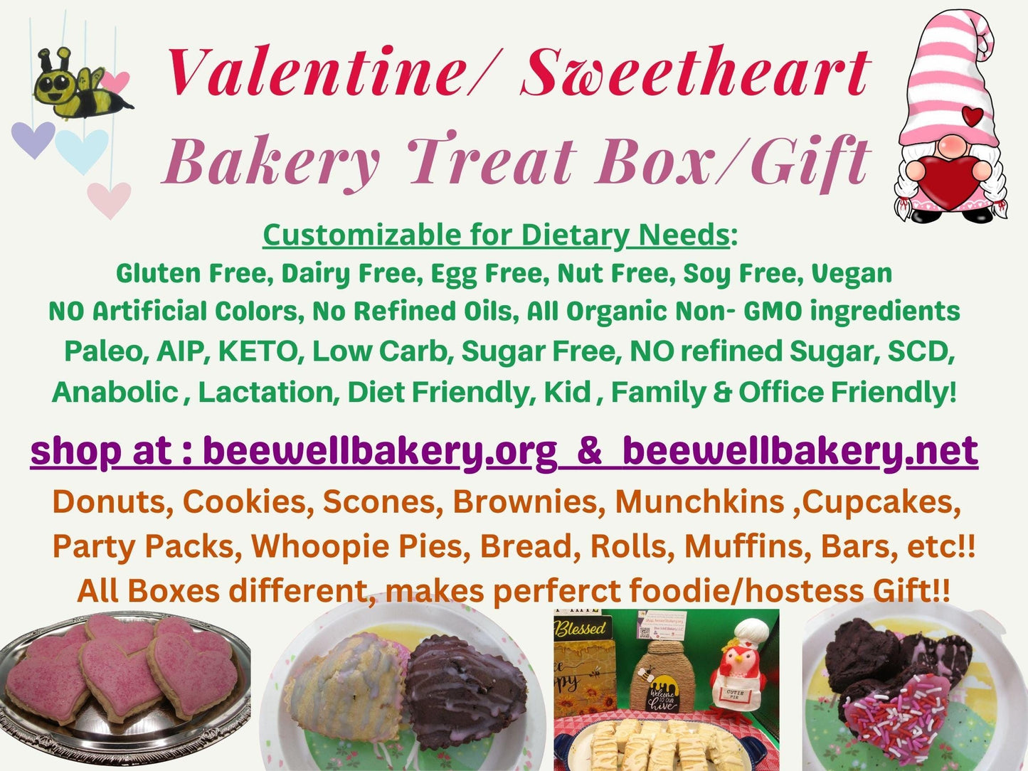 Boîte de Pâtisserie pour la Saint-Valentin - Friandises Sans Gluten et Sans Produits Laitiers