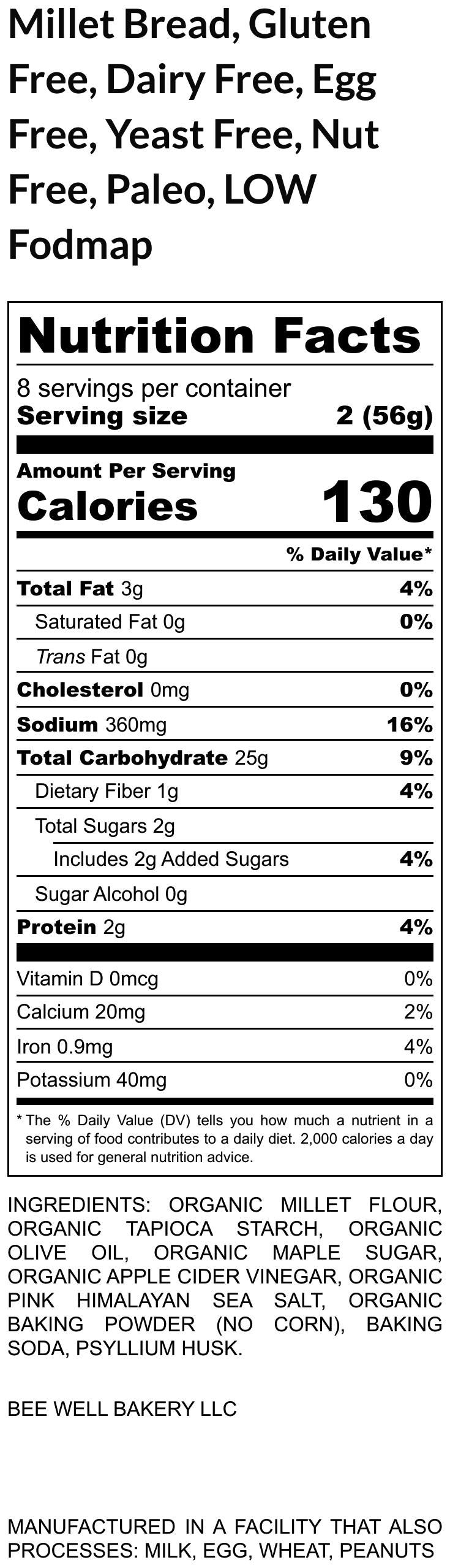 Pan de Mijo Sin Gluten Premium - Sin Lácteos, Vegano, Bajo en FODMAP