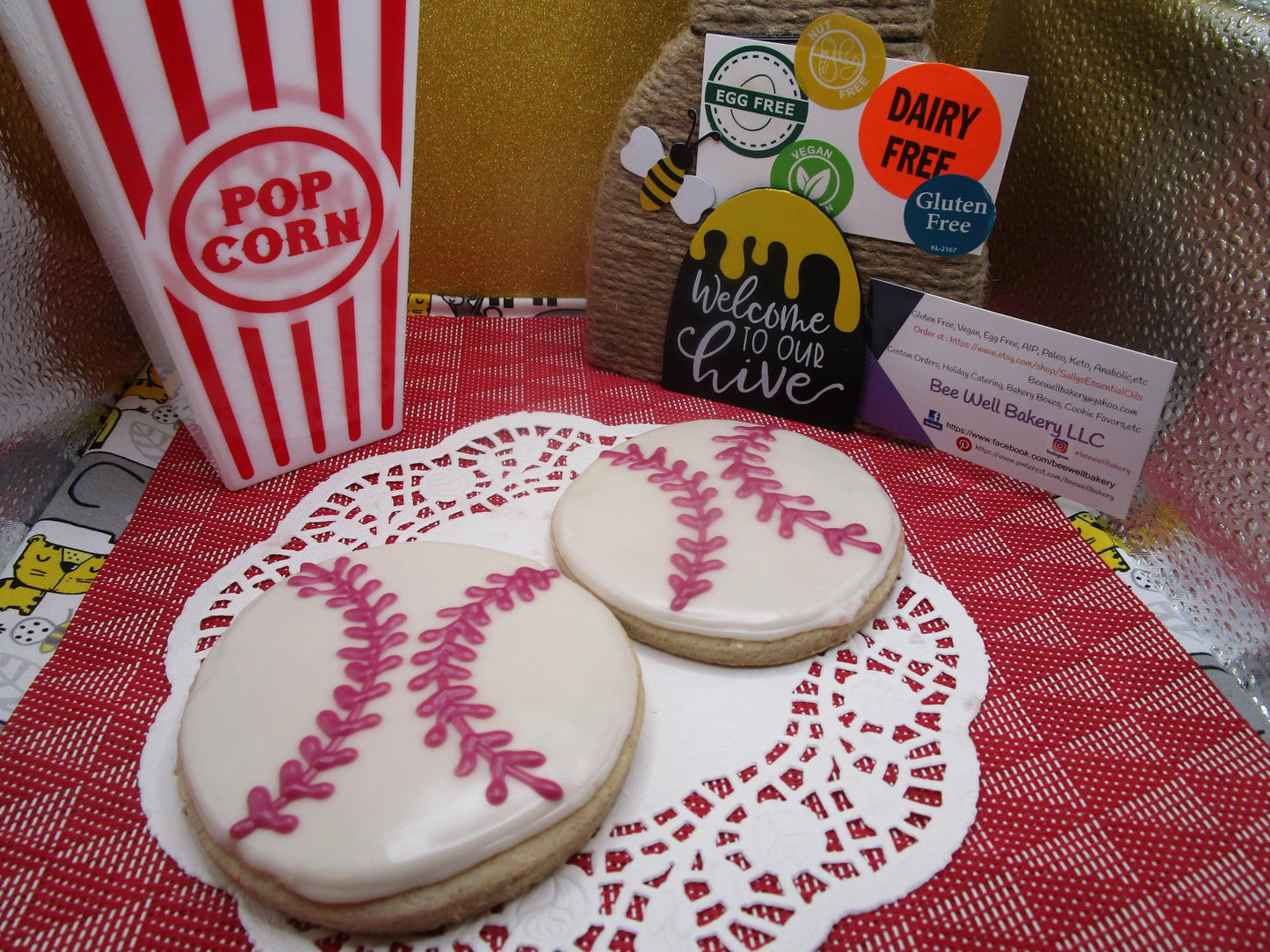 Galletas de Azúcar Sin Gluten Premium - Tema de Béisbol