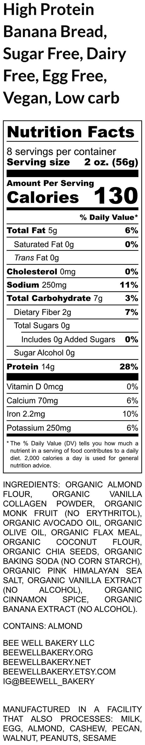 Premium High Protein Banana Bread - Vegan & Gluten Free