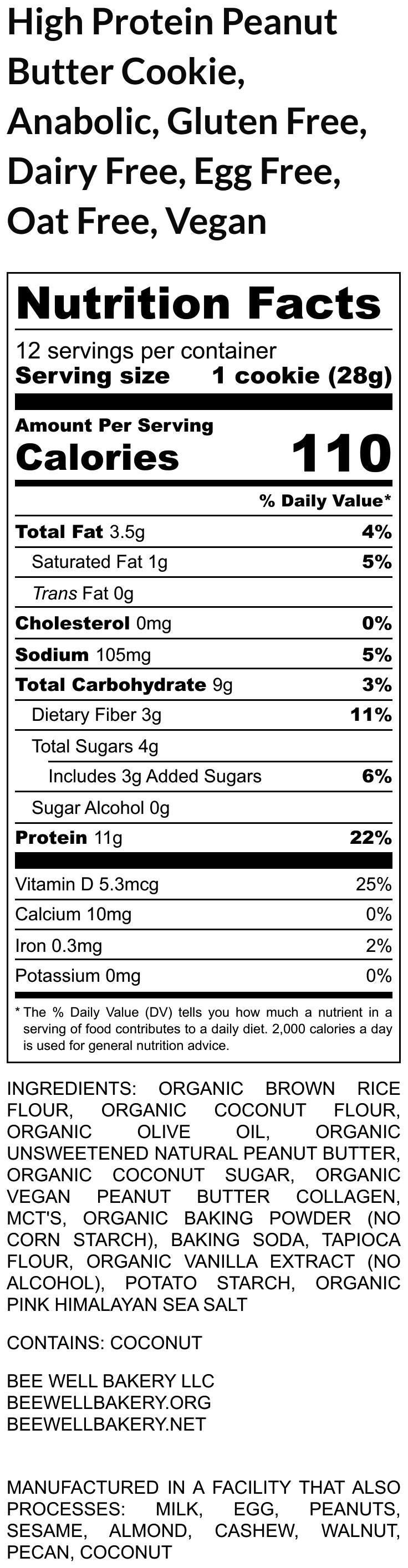 Organic High Protein Peanut Butter Cookies - Gluten Free & Vegan