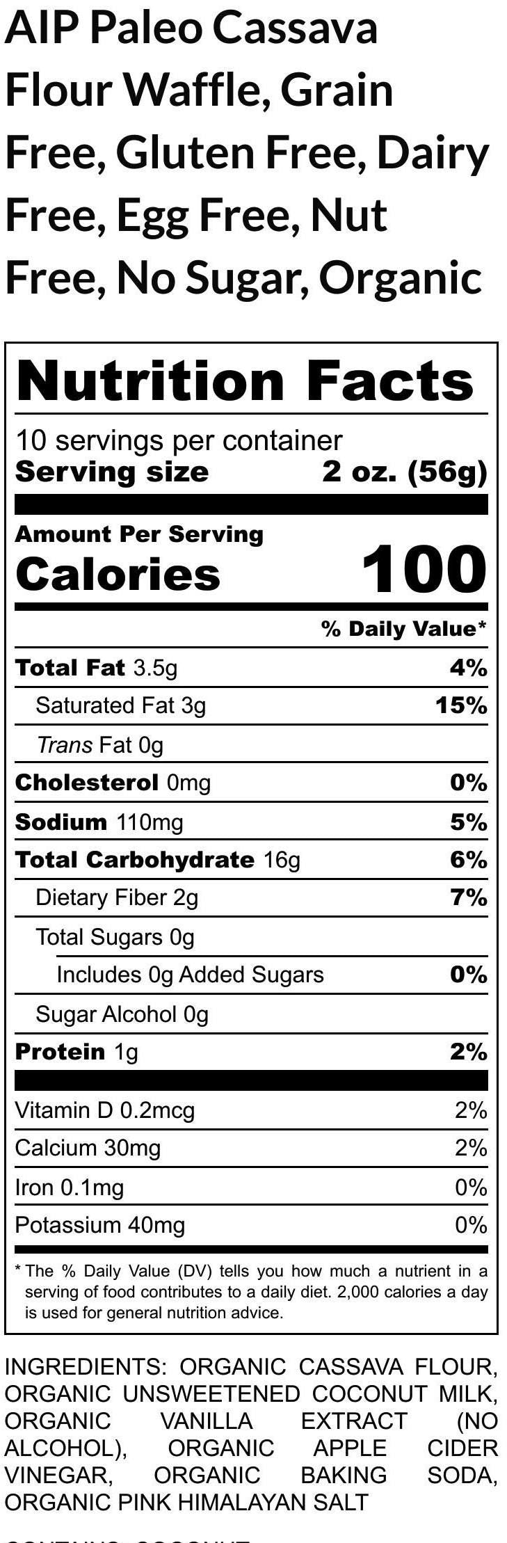 AIP Paleo Cassava Waffle - Gluten & Grain-Free, Vegan, No Added Sugar
