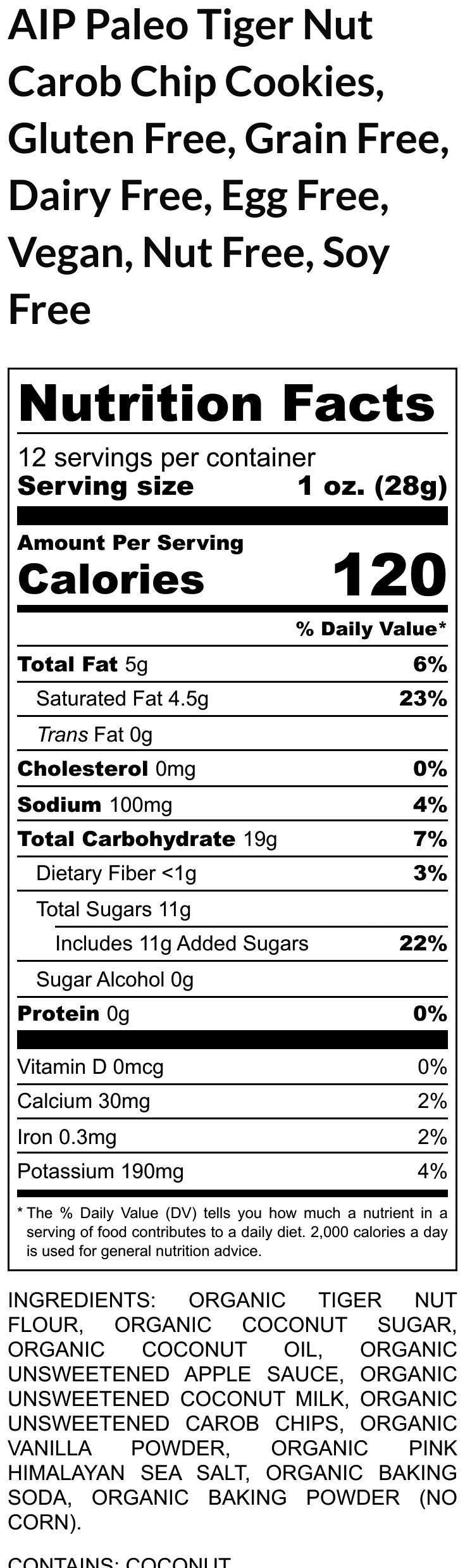 Galletas de Tigernut Carob Chip AIP Paleo - Sin Gluten y Sin Lácteos