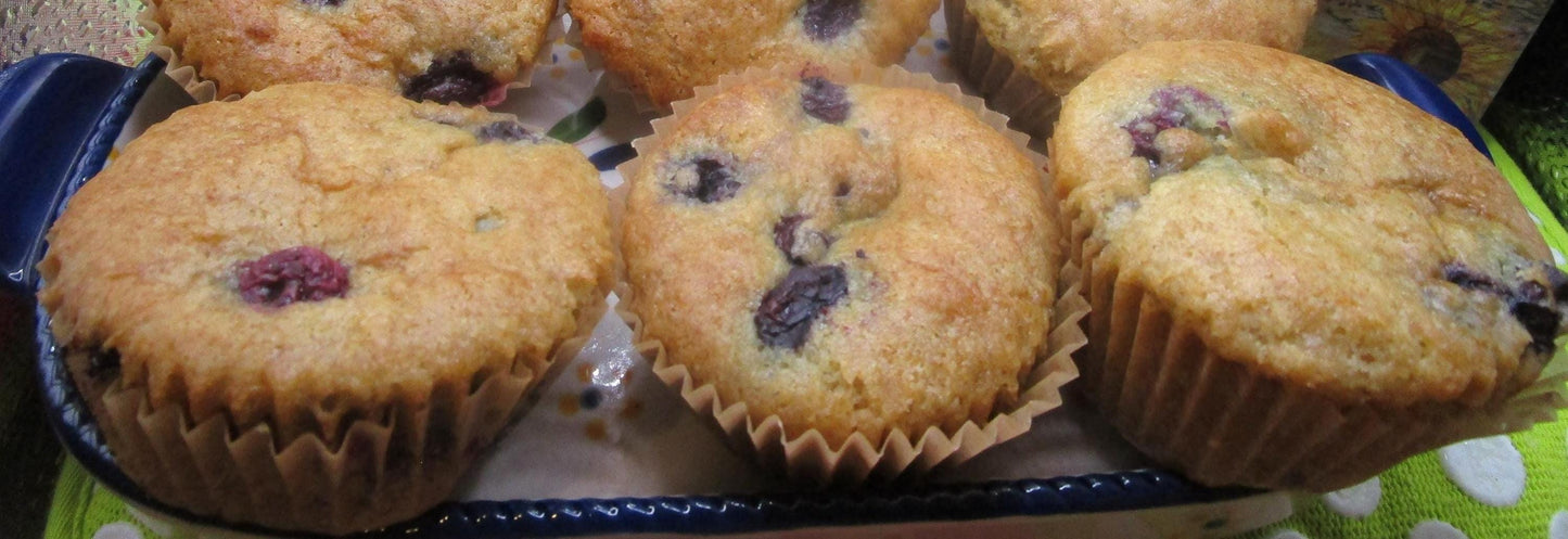 Muffins véganes sans gluten - Myrtille, Fraise, Cerise, Framboise