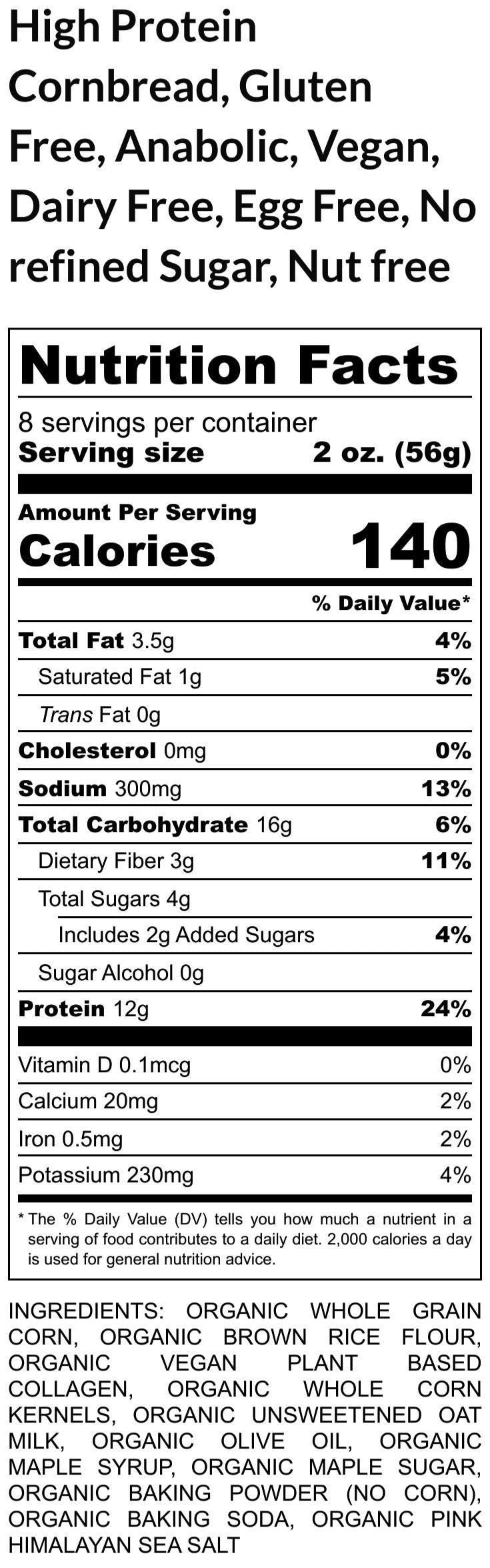 Pan de maíz sin gluten premium - Alto en proteínas y vegano