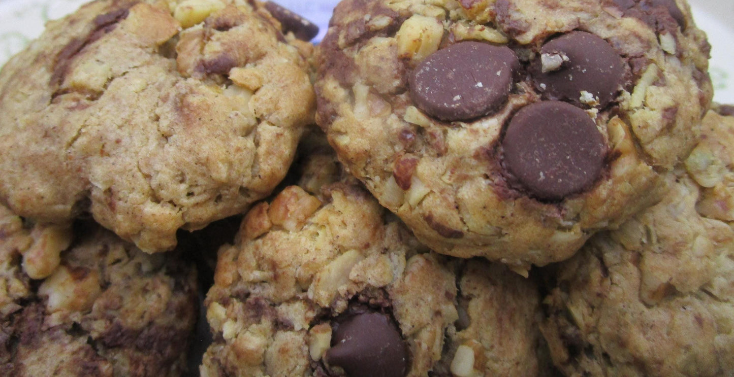 Sugar Free Dark Chocolate Walnut Oat Cookies - Vegan & Gluten Free