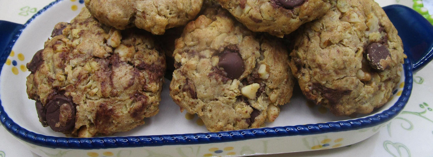 Sugar Free Dark Chocolate Walnut Oat Cookies - Vegan & Gluten Free