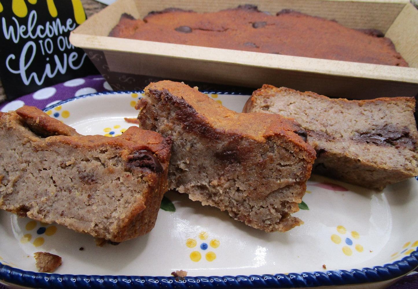 Pan de Plátano con Chispas de Chocolate y Mocha - Sin Gluten y Vegano