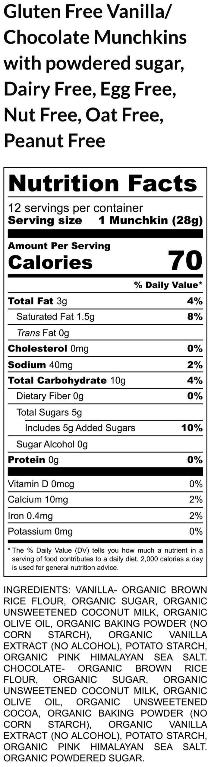 Gluten Free Munchkins - Vegan, Dairy Free, Nut Free Treats