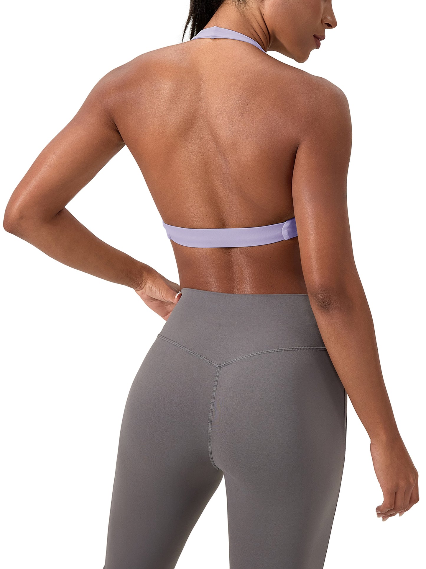 Soutien-gorge de sport à col halter plissé pour femmes Loki & Ivy