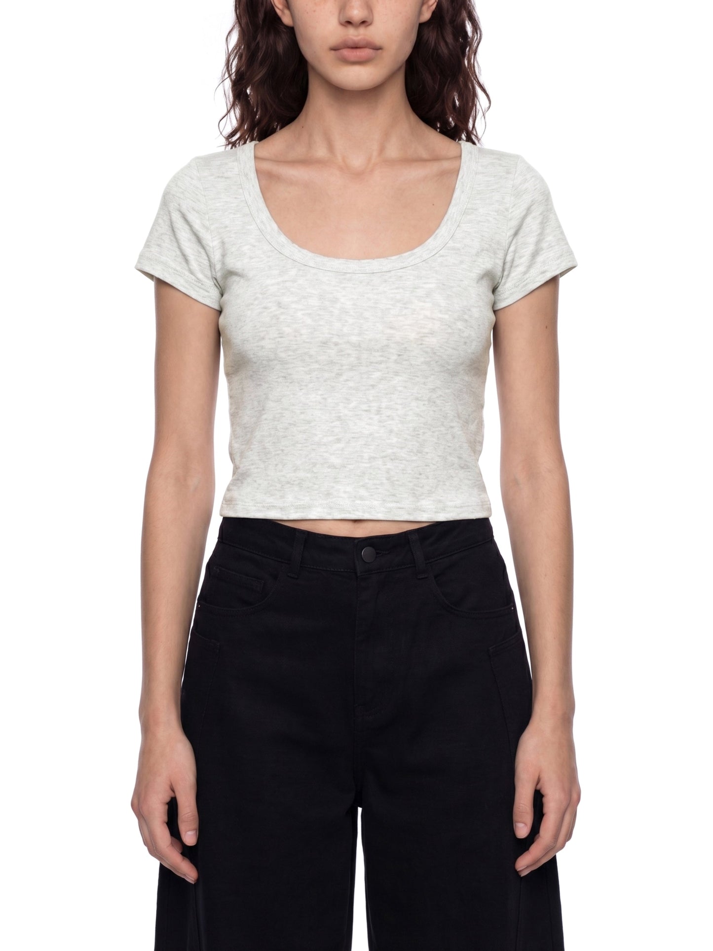 Loki & Ivy Women's Solid Color Slim Crop T-Shirt