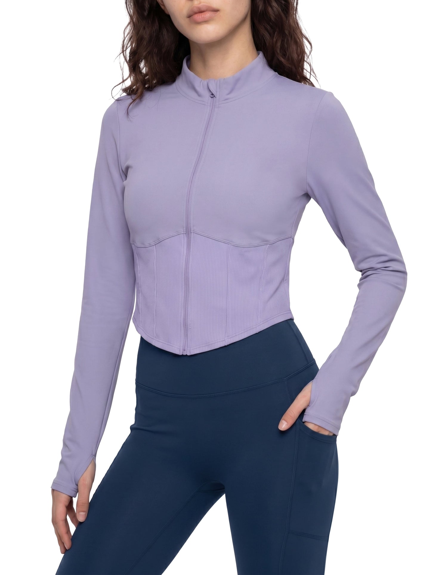 Chaqueta de yoga de ajuste slim con cremallera completa para mujer Loki & Ivy