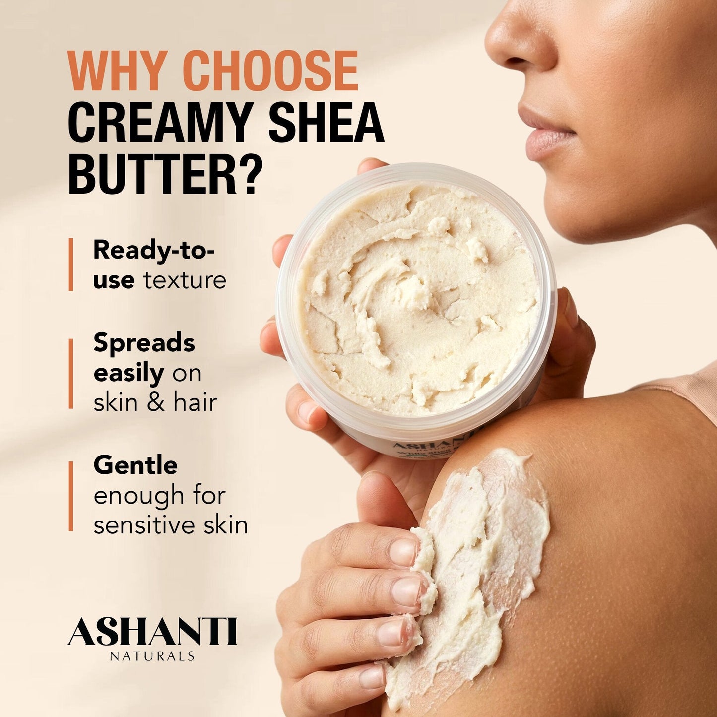 ASHANTI NATURALS 100% White Shea Butter - Creamy Travel Size