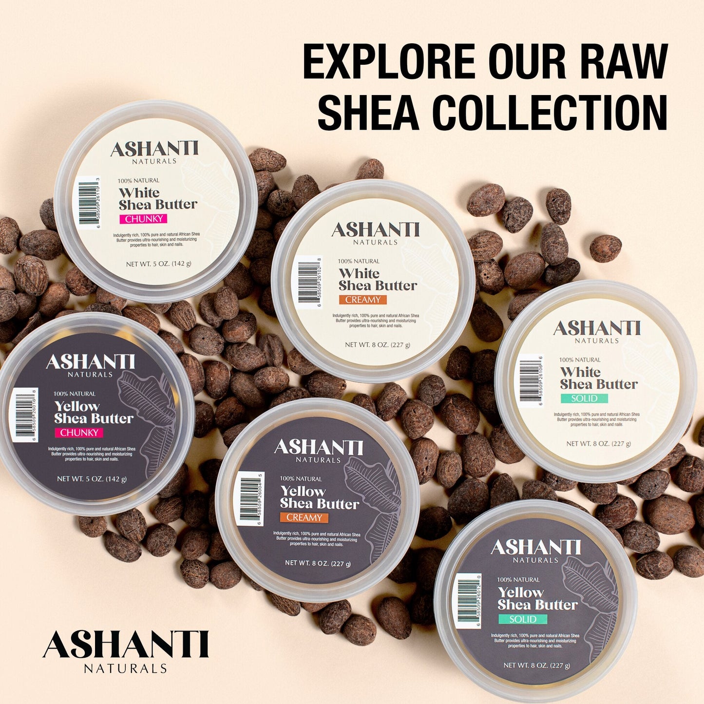 ASHANTI NATURALS 100% White Shea Butter - Creamy Travel Size