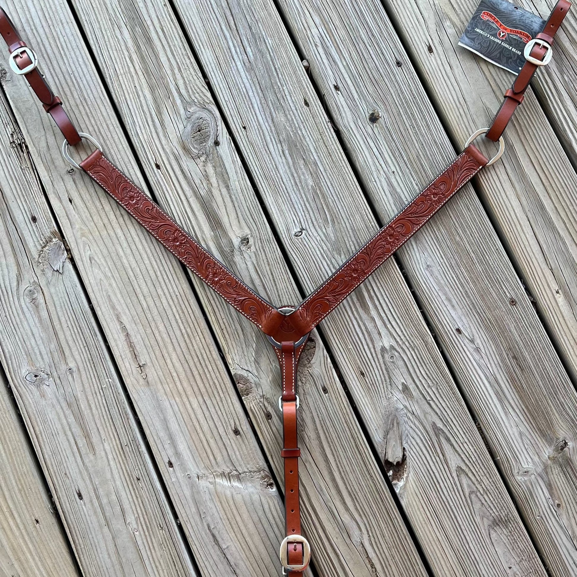 Elegant Floral Tooled Breastcollar by Circle Y - Korvel