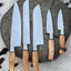 Premium 5-Piece Custom Handmade Stainless Steel Knife Set with Olive Wood Handles & Leather Roll - Korvel