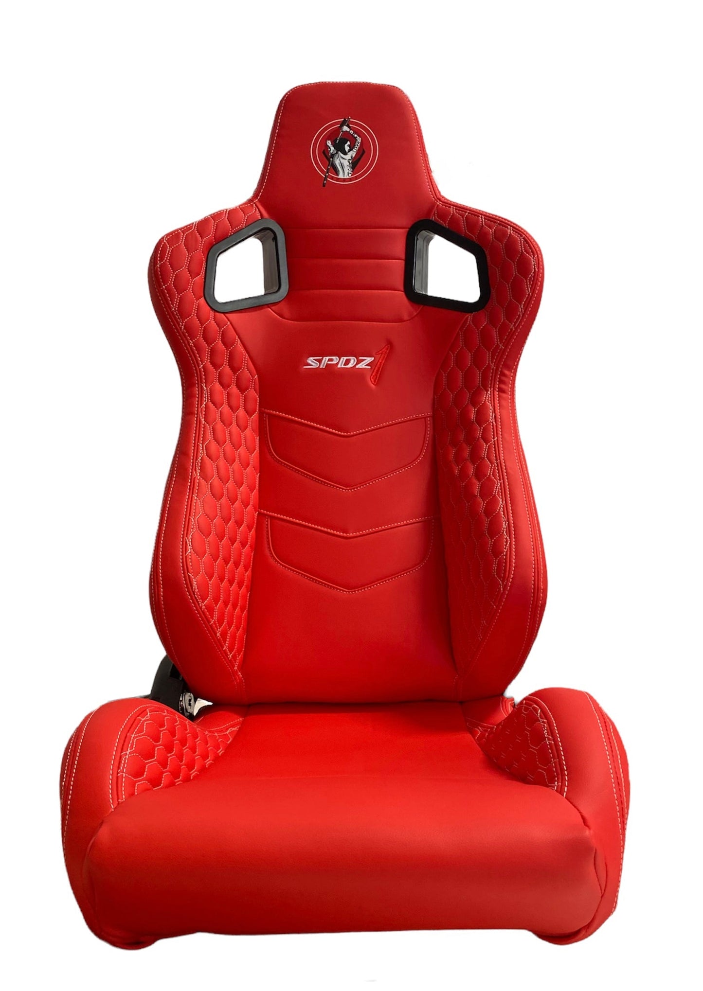 Asientos de Carreras SPDZ1 Katana - Cuero Rojo con Costuras Blancas
