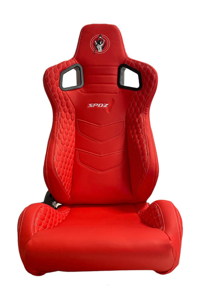 SPDZ1 Katana Racing Seats - Red Leather with White Stitching