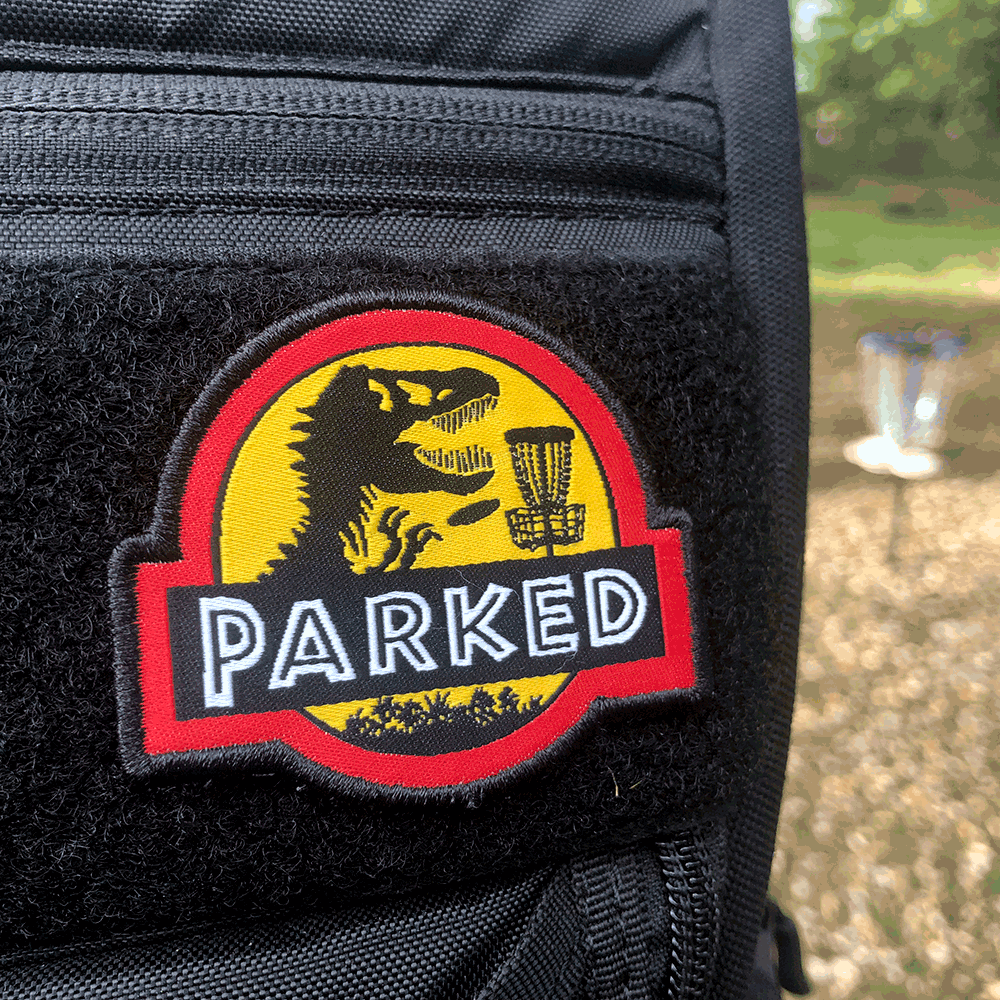Parche de Disc Golf T-Rex Estacionado - Gancho y Bucle