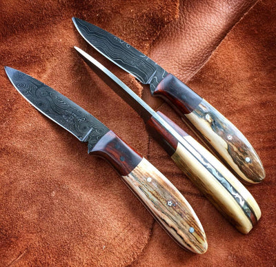 Premium Handmade Damascus EDC Knife with Antler Handle - Korvel