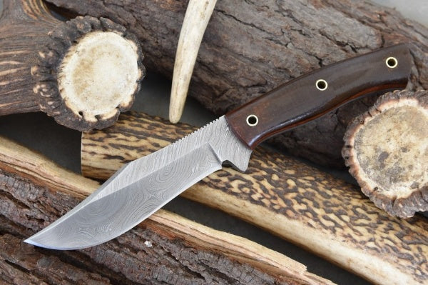 Premium Custom Damascus Steel Clip Point Hunting Knife - Korvel