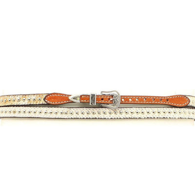 Elegant White Hair Hat Band with Studded Detail - Korvel
